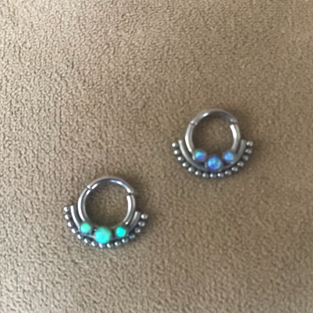 Two Opal Septum Clicker Rings, 14G, NWOT